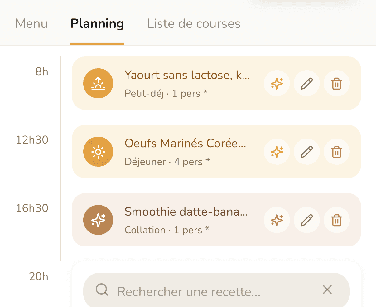 Écran de suivi de progression hebdomadaire gooodeat
